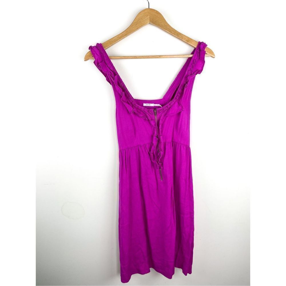 UO Kimchi Blue Urban Outfitters Fuchsia Ruffle & Zipper Sleeveless Dress Size Sm